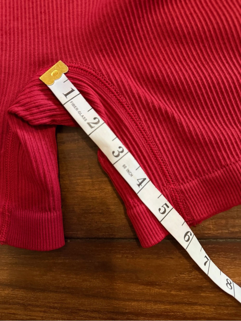 Like New Ribbed Red Athletic Crop Top & High-Waist Bike Shorts Set - Picture 6 of 7